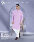 Signature Micro-Stitch Solid Panjabi – Pink